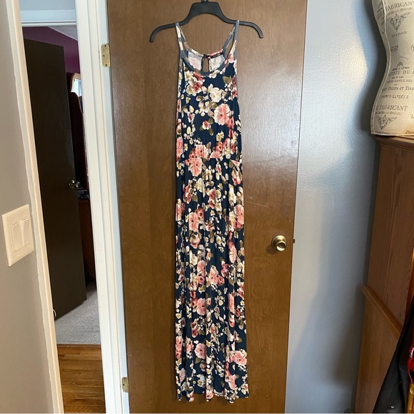 Paper Moon Blue Floral Halter Maxi Dress - Picture 1 of 4